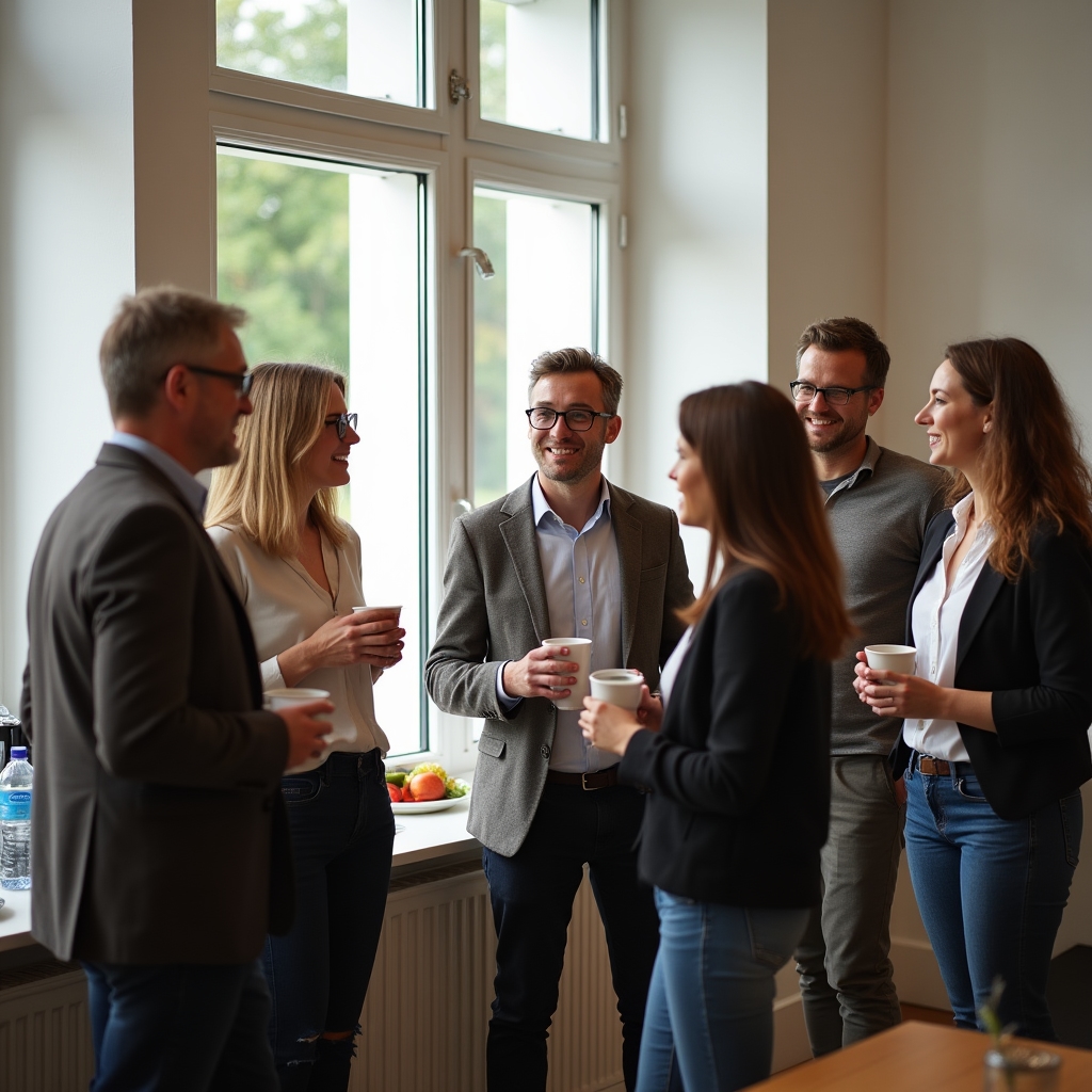 Entspannte Gruppenatmosphäre beim Workshop für Handwerker